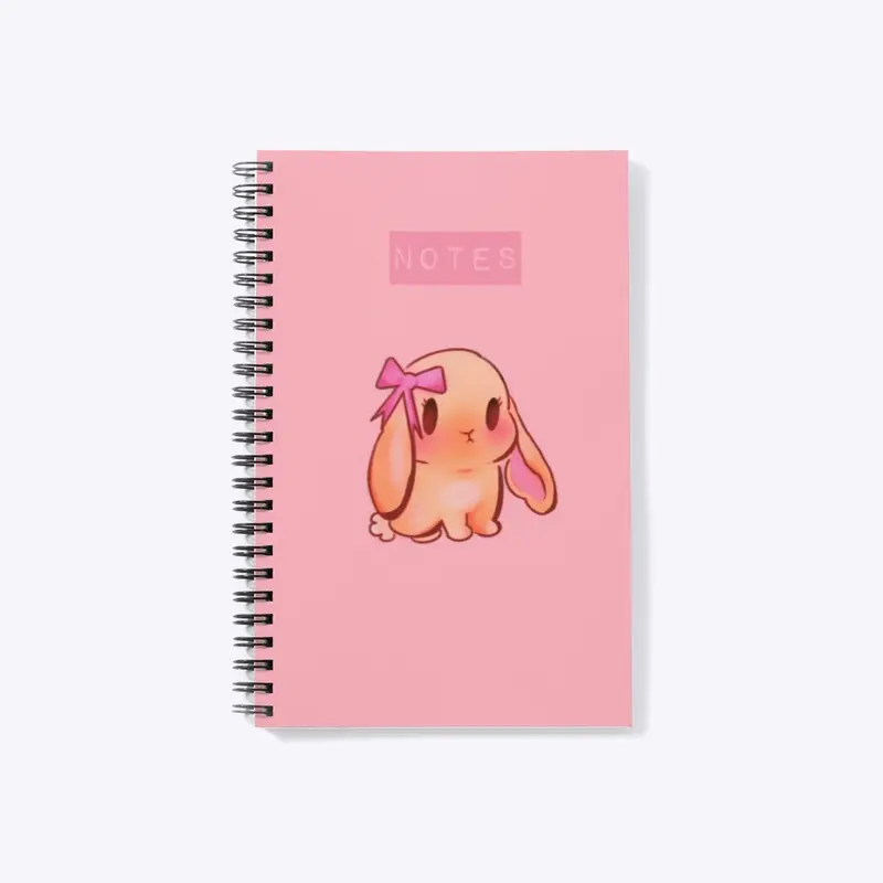 Pink ribbon bunny notebook